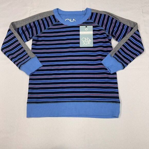 Chaser Striped Long Sleeve Sweater‎ Recycled Polyester Blend Size 6 Blue Vista - Picture 1 of 6